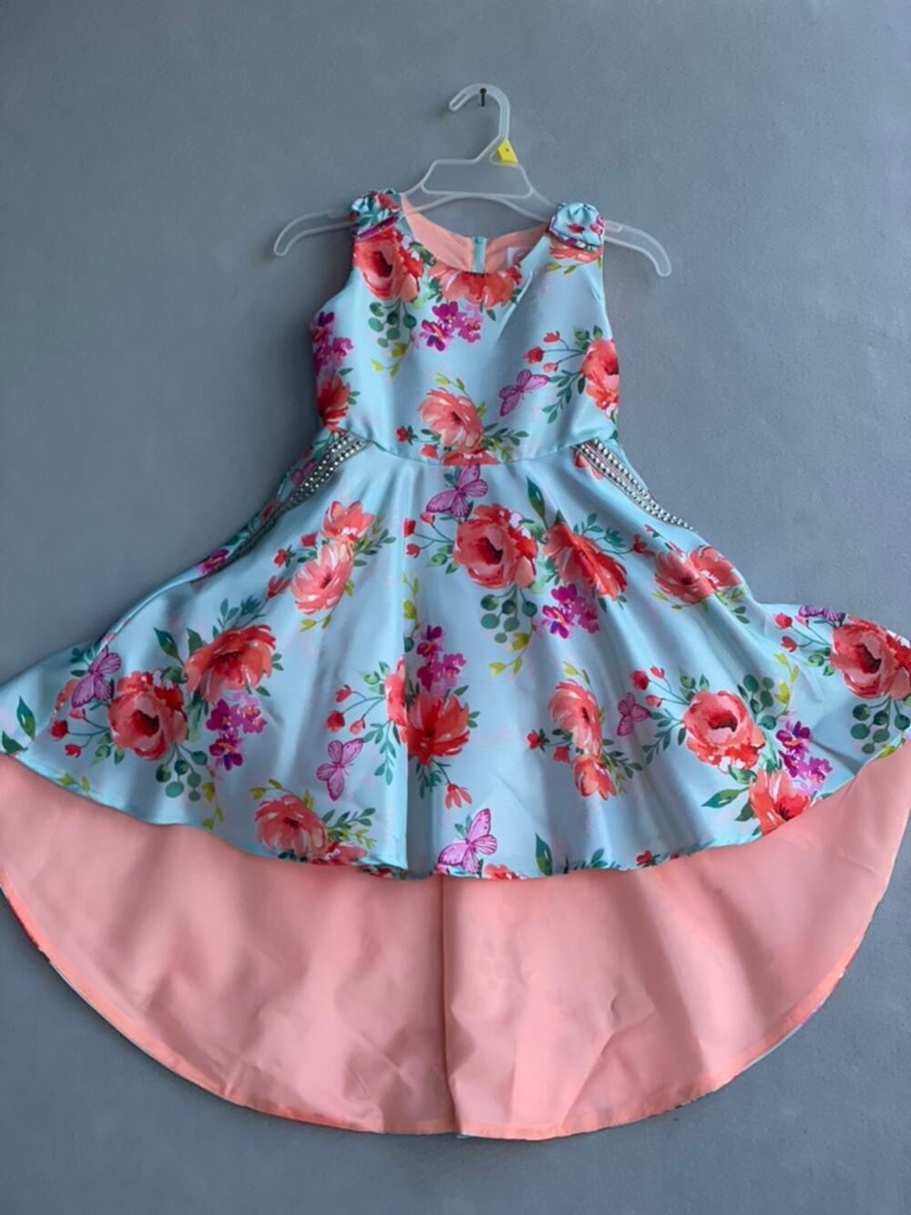 WONDER NATION GIRLS SPECIAL OCCASION FLORAL HIGH - LOW DRESS - SIZE  7